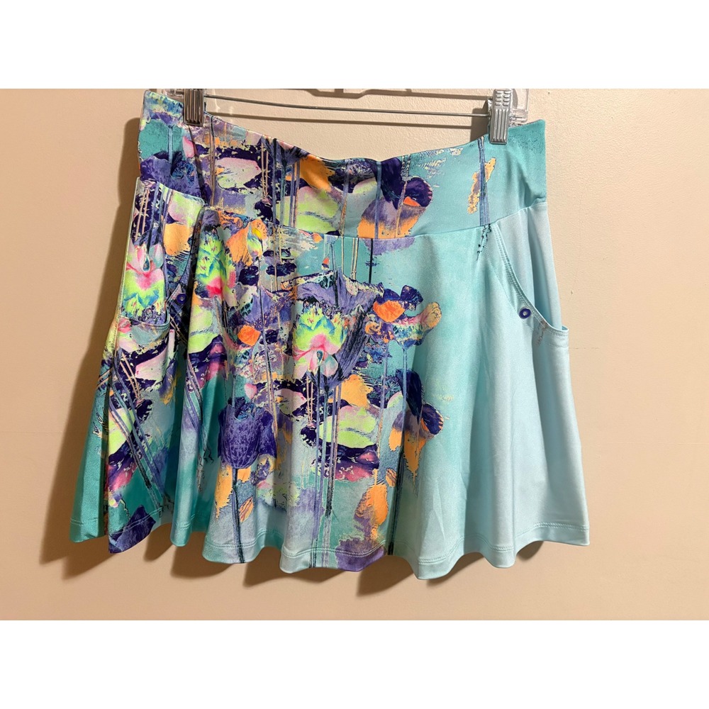 Jamie SadockThai Beauty Golf Flounce Skort 12 Aqua Floral Excellent‎ Activewear
